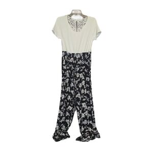 Just Be Black and White Floral Jumpsuit
